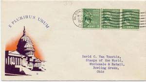 Cubierta de correo de Estados Unidos 1947 #839 1c bobina línea conjunta par estampillas de cubierta mundial Indiana - Imagen 1 de 1