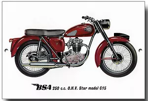 BSA 250CC O.H.V.STAR MODELL C15 METALLSCHILD. OFFIZIELL LIZENZIERTES B.S.A-PRODUKT.© &™ - Bild 1 von 1