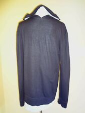 Men's VTG Armani Collezioni Navy Blue Cotton Hooded w/Lining Sweater in size L