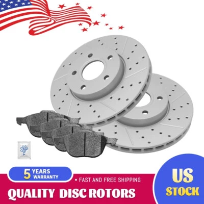 Front Disc Rotors + Ceramic Brake Pads for 2012 - 2018 Ford Focus Volvo C30 S40 - Image 1 of 4