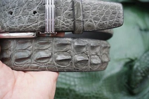 W 1.5 inch - Gray Genuine CROCODILE Hornback LEATHER Skin Men's Belt #E20 - Picture 1 of 11