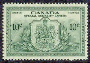 CANADA –1946– SPECIAL DELIVERY OHMS PERFIN – VF** - Picture 1 of 2