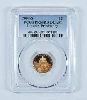 Lincoln Cent Presidency 2009-S PR69 RD DCAM PCGS etiqueta azul Foto 1 de 4