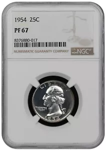 1954 Silver Proof Washington quarter graded by NGC PF 67 - Picture 1 of 2