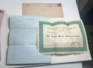 Aktienzertifikat United States Milling Company Mai 1909 + Brief - Bild 1 von 3