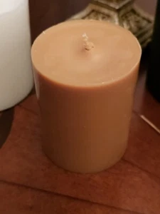 Beige Pillar Candle Oatmeal Cookie - Picture 1 of 5