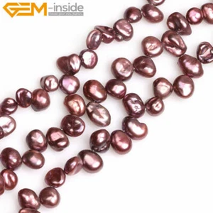 15" Purple & Yellow Freeform Cultured Freshwater Pearl Bead Jewelry Making 6x8mm - Picture 1 of 42