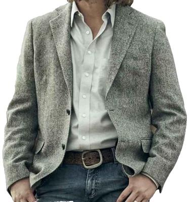 Blazer de Colección Wrangler Para Hombres 42 Gris Espiga Tweed Western Wear Abrigo Deportivo Años 80 Foto 1 de 4