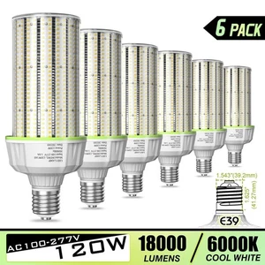 6Pack 500W Eq. LED Corn Light Bulb 120W Commercial High Bay Warehouse Barn Lamp - Picture 1 of 13