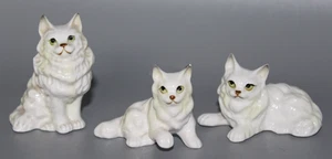 Vintage Miniature Bone China White Cat Family Animal Figurines Lot of 3 - Picture 1 of 6