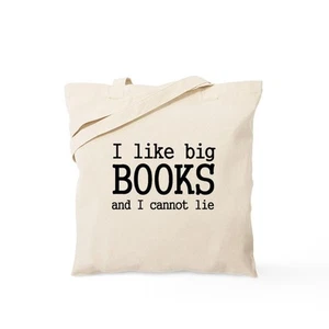 CafePress I Like Big Books And I Cannot Tote Bag Natural Canvas Tote Bag Reusabl - Picture 1 of 7