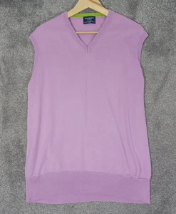 Hackett Mens Sleeveless Jumper Large Pima Cotton V-Neck Pullover Made In Italy - Picture 1 of 8