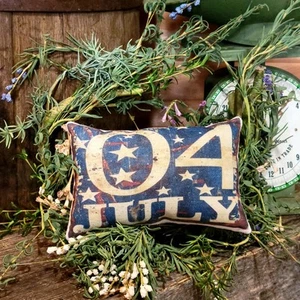 Primitive Farmhouse Patriotic July 4th Summer decorative tuck pillow - Picture 1 of 1