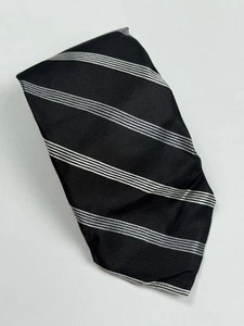 NWT Stafford Executive 100% Silk Stripe Black Silver Neck Tie 56"L x 3 3/4"W - Picture 1 of 10