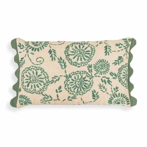 Pemberly Row Aqua Embroidered Cotton Flex 20" x 12" Accent Cushion - Picture 1 of 5