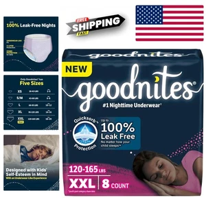 Youth Girls Bedwetting Underwear 8 Pack XXL Multi-Color Leakproof Sleep Solution - Picture 1 of 12