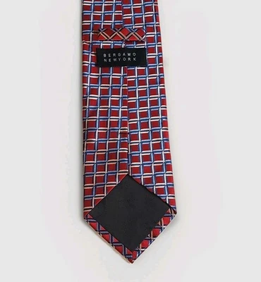 Corbata Bergamo New York 60” x 4” rojo azul rejilla patrón iridiscente | Corbata clásica Foto 1 de 3