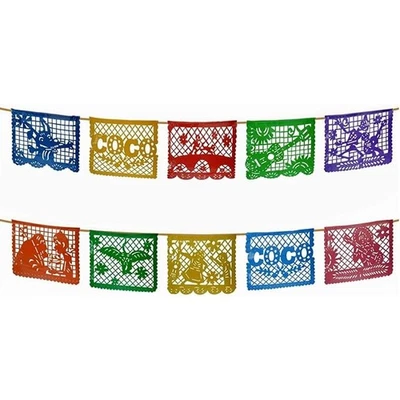 Large Plastic Papel Picado Banner 10 plastic panels Fiesta Mexicana box 1 Sun - Image 1 of 3