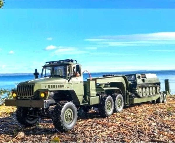 1/16 rimorchio militare RC E-1 tipo cingolato camion trasporto set - Immagine 1 di 4