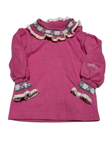 Vintage OshKosh B’gosh rosa Strick Baby Top 3-6M Herzen Borte hergestellt in den USA Retro Landhaus - Bild 1 von 6