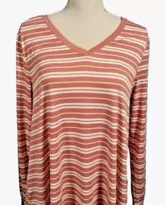 LuLaRoe Womens Swing Dress Med (10-12) Long Sleeve V-Neck Pockets Striped NWT - Picture 1 of 14