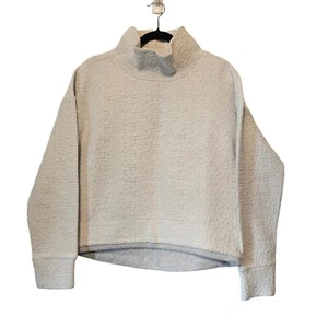 CALIA Crop Sweatshirt Womens SM Lunar Jacquard Funnel Neck Gray Textured Minimal - Picture 1 of 13