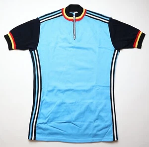 BELGIUM TEAM 80s VINTAGE 1/4 ZIP CYCLING SHIRT JERSEY TRIKOT MAILLOT BLUE MENS L - Picture 1 of 11