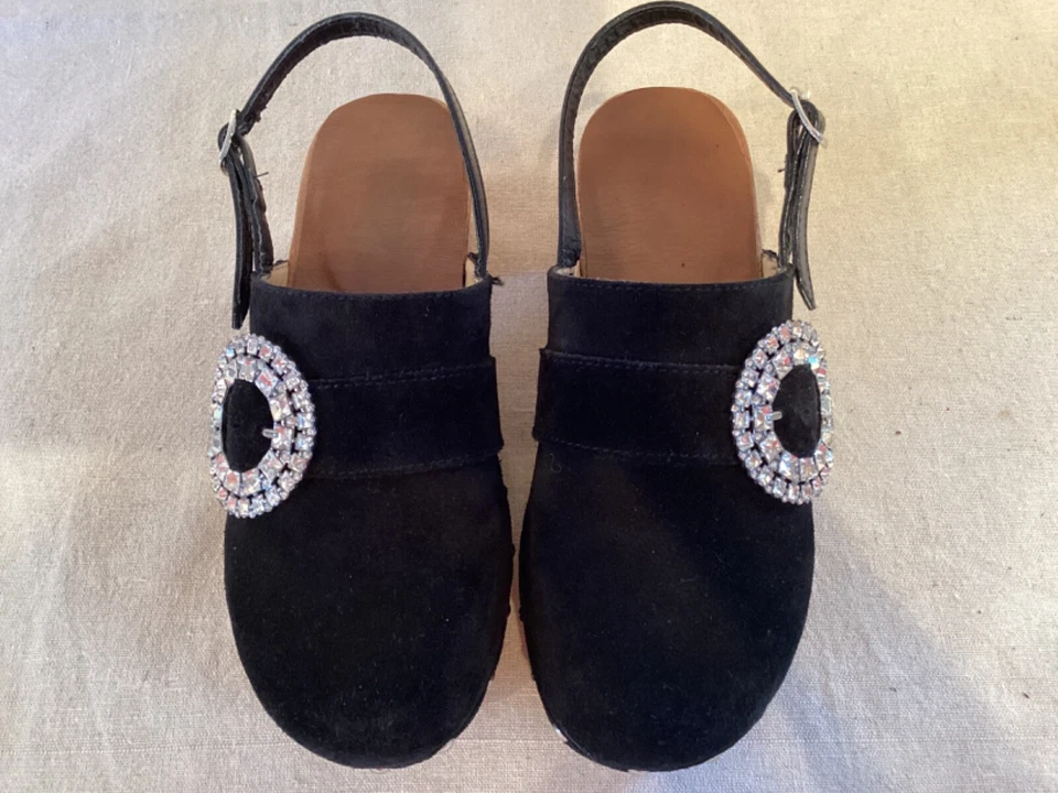 Jimmy Choo Doralie, черные замшевые сабо со стразами Rmbelished, США 5, EUR 35 - Изображение 1 из 4