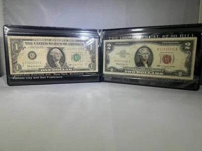 THE AMERICAN HERITAGE MINT-THE 1963 RED SEAL $2.00 BILL & THE 1963 $1 BARR NOTE  - Image 1 of 4