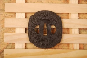 RETRO DRAGON plate handguard IRON TSUBA FOR JAPANESE KATANA WAKIZASHI TANTO - Picture 1 of 2