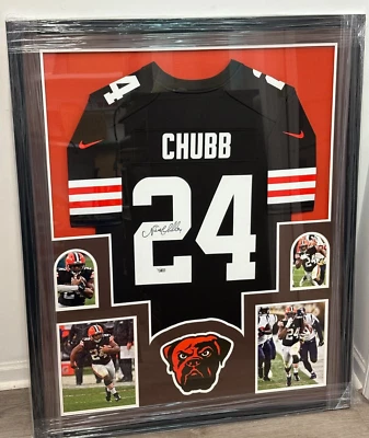Nick Chubb Signed Framed Jersey Nike Fanatics Cleveland Browns Chubb Auto - Image 1 of 3