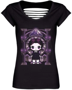 Miss Addams - Ladies Black Razor Back T-Shirt, Gothic Girl, Unholy, Mio Moon - Picture 1 of 3
