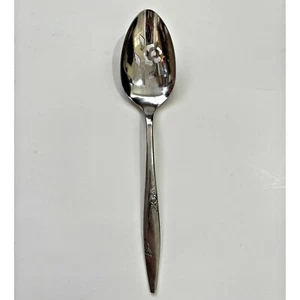 Oneida Rose Duet Serving Spoon Stainless Flatware Made USA Pierced Vintage - Picture 1 of 6