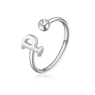 ANELLO DA DONNA IN ACCIAIO CON INIZIALE LETTERA P S'AGAPO CLICK SCK187 (2209)  - Immagine 1 di 2