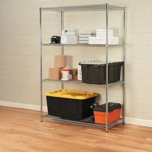 Modular Wire Storage Shelf 900 x 350 x 1800mm Steel Shelving in Chrome - Picture 1 of 7