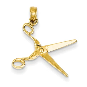 14k Yellow Gold 3-D Moveable Scissors Pendant C3118 - Picture 1 of 1