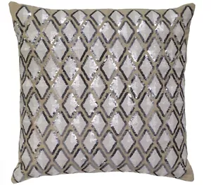 Set of Two! India’s Heritage Ecru Cotton & Sequin Throw Pillow Covers - Picture 1 of 2