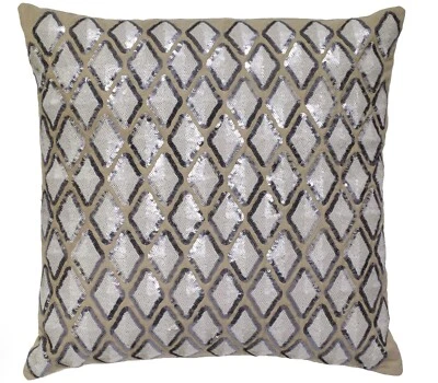 Set of Two! India’s Heritage Ecru Cotton & Sequin Throw Pillow Covers - Image 1 of 2