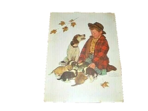 VINTAGE NORMAN ROCKWELL ART PRINT "THE PRIDE OF PARENTHOOD" 16" X 12" - BROWN - Picture 1 of 5