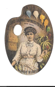 Tarjeta comercial publicitaria DAVID BROWN CO JABÓN Y PERFUMERS paleta Lily Langtry - Imagen 1 de 2