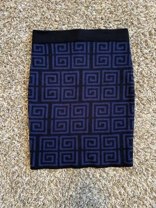 Alice and Olivia navy/black geometric merino wool skirt S - Picture 1 of 6
