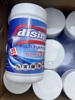 DISINFEX Multi-Purpose Wipes 80 count Canister NEW Lot of 24 -1920pcs - Image 1 of 4