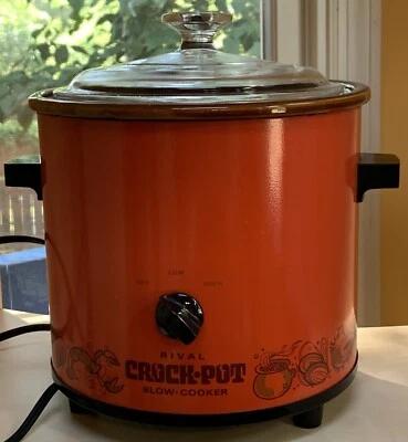 Vintage RIVAL 3.5 QT CROCK POT Flame Orange Kitchen Appliance 3100/2 Works - Image 1 of 4