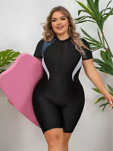 Costume da bagno donna taglie forti protezione antieruzione UV manica corta costume da bagno surf muta - Foto 1 di 9