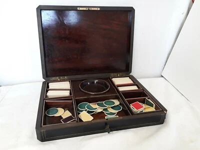 DIEHL Paris ancienne boite à jeux 19ème signée Coffret avec ses jetons -Ep Nap 3 - Photo 1/4