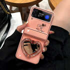 Love Mirror Style Fold Hinge Phone Case For Samsung Galaxy Z Flip3 5G (Pink)