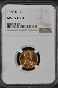1958-D 1C RD Lincoln Wheat One Cent NGC MS67+RD 6806170-086 - Picture 1 of 2