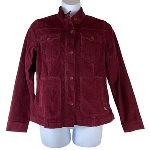 Eddie Bauer Corduroy Jacket Size Large Tall Red Purple Button Front NEW - Picture 1 of 4