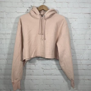 Vintage Champion Reverse Weave Sweatshirt Hoodie Womens Large Pink Cropped - Picture 1 of 6