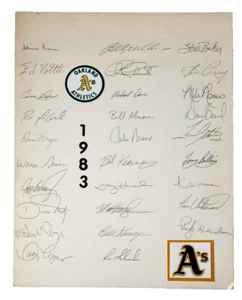 1983 Oakland A's Team (29) signed custom board Rickey Henderson, Billy Williams - Bild 1 von 8